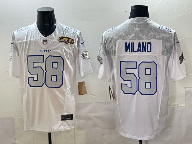 Men 2025 Buffalo Bills #58 Milano white 5th generation Throwback Nike Limited NFL Jersey style 003